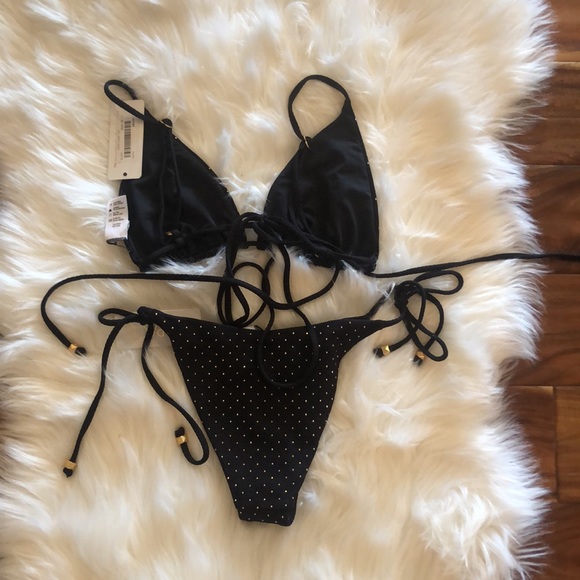 L*Space Kara Wrap Bikini Top String Triangle Lennox Tie Side Bottoms Studded - Picture 9 of 16